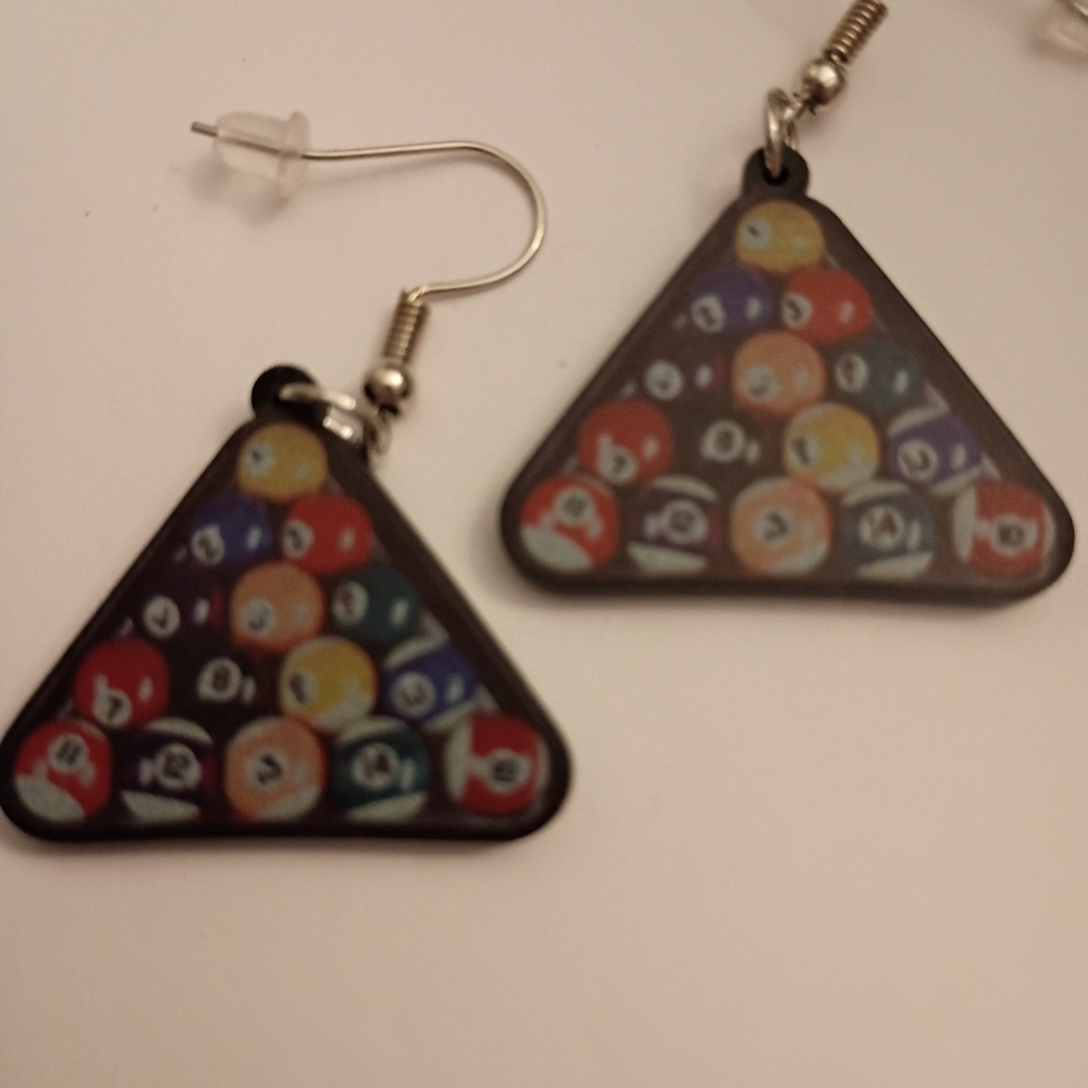 Billiard Ball Triangle Earrings